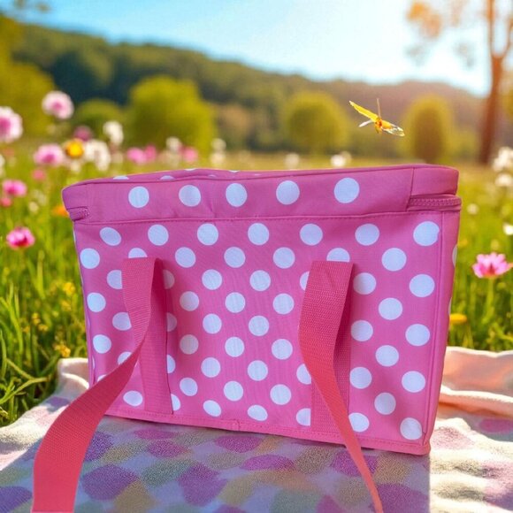 NEW! KATE SPADE PINK POLKA DOTS INSULATED COOLER BAG - Picture 4 of 9